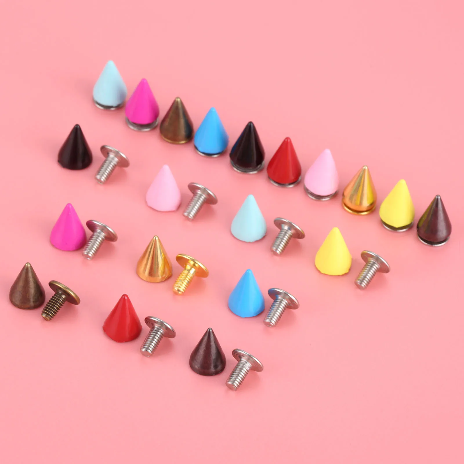 20Pcs Punk Apparel Leather Buckles Metal Screws Knob Tip Rivets Handbag Belt Shoes Crafts Bullet Rivet Stud Spikes DIY Handmade