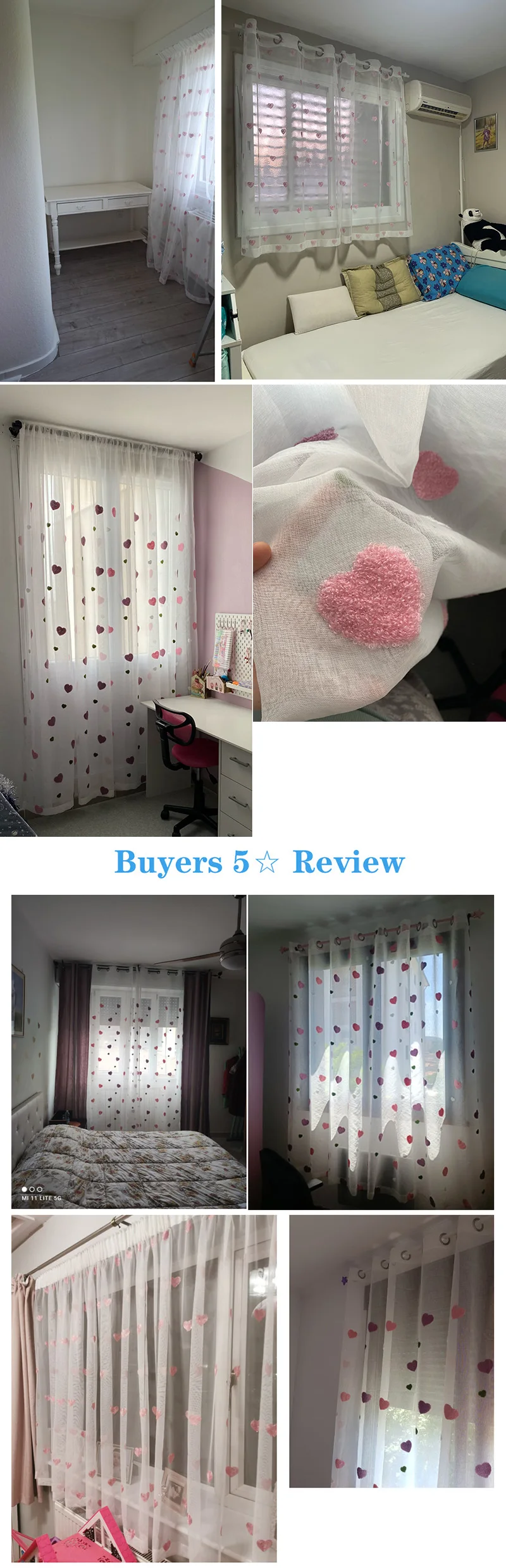 Modern Children Cartoon 3D Heart Sheer Tulle Girls Bedroom Curtains For Finished Living Room Drapes Custom Panel Curtain Cortina