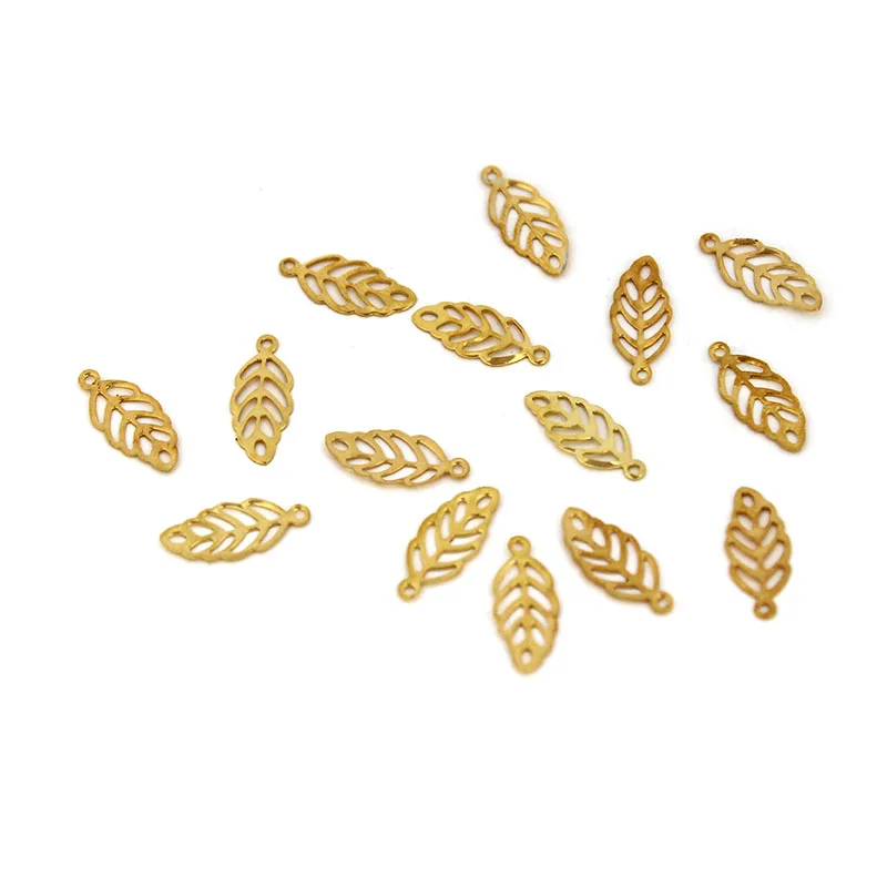 50pcs Stainless Steel Hollow Out Leaf Charms Tree Leaves Pendants For Bracelet Earring Findings DIY Jewelry Accessories Parts