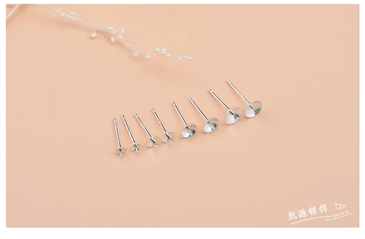 5 pairs of 925 sterling silver semi-finished tray earrings DIY making materials for jewelry accessories for women
