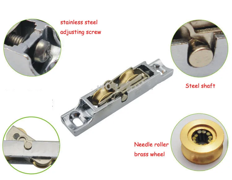 Stainless steel window pulley slot wheels silent Copper u groove track door roller casters sliding glass window Hardware fitting