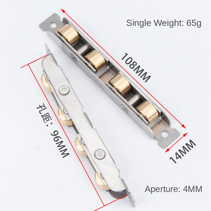 Stainless steel window pulley slot wheels silent Copper u groove track door roller casters sliding glass window Hardware fitting