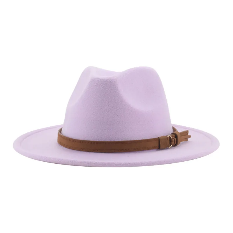 Fedora Hats for Women Men Wide Brim Solid Women Hats Band Belt Classic Formal Dress Khaki Black Winter Hats Sombreros De Mujer