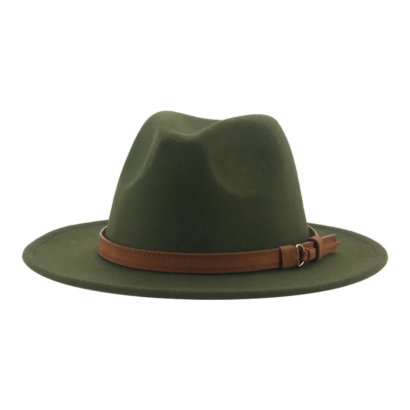 Fedora Hats for Women Men Wide Brim Solid Women Hats Band Belt Classic Formal Dress Khaki Black Winter Hats Sombreros De Mujer
