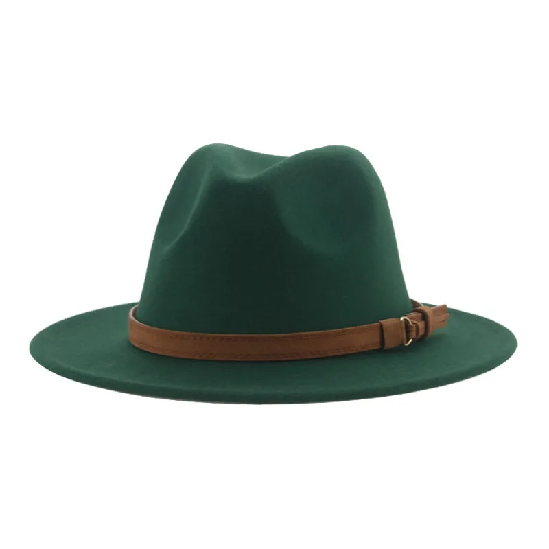 Fedora Hats for Women Men Wide Brim Solid Women Hats Band Belt Classic Formal Dress Khaki Black Winter Hats Sombreros De Mujer