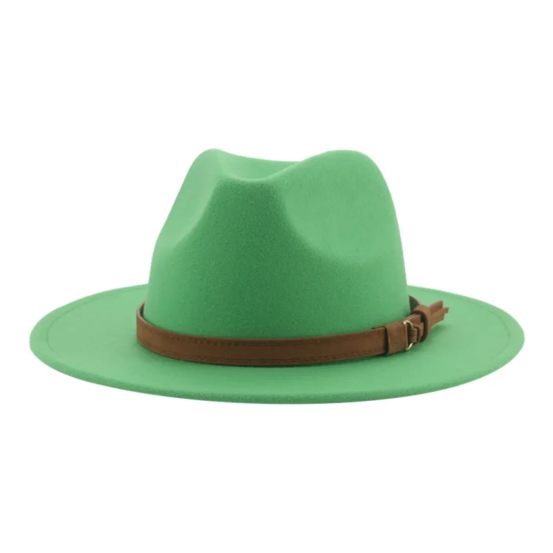 Fedora Hats for Women Men Wide Brim Solid Women Hats Band Belt Classic Formal Dress Khaki Black Winter Hats Sombreros De Mujer