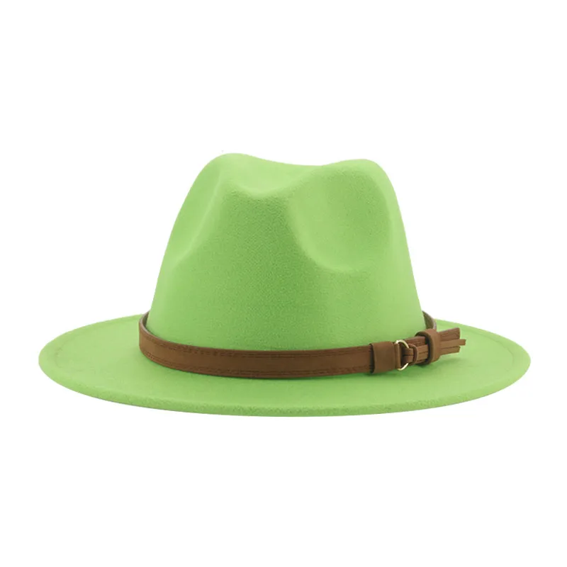 Fedora Hats for Women Men Wide Brim Solid Women Hats Band Belt Classic Formal Dress Khaki Black Winter Hats Sombreros De Mujer