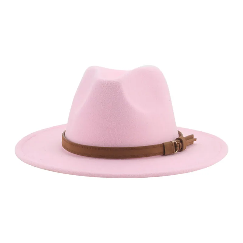Fedora Hats for Women Men Wide Brim Solid Women Hats Band Belt Classic Formal Dress Khaki Black Winter Hats Sombreros De Mujer