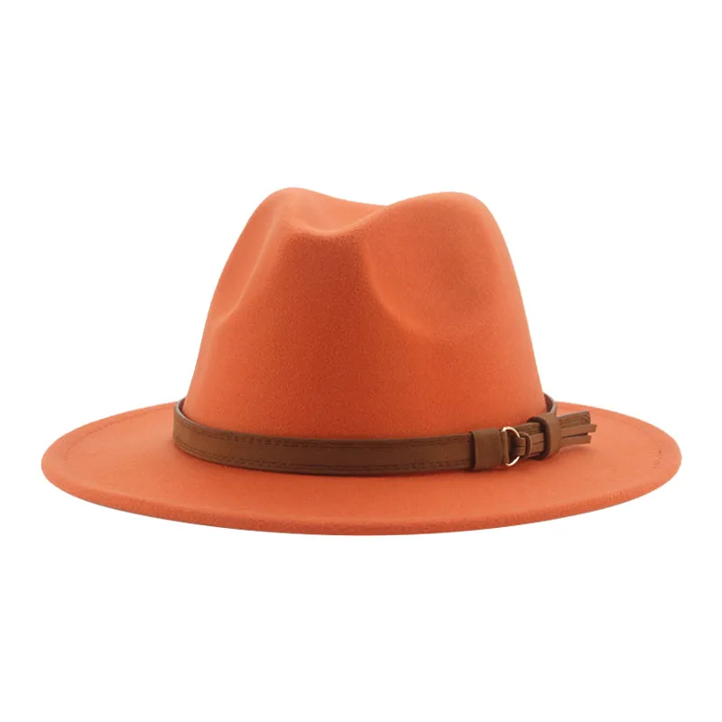Fedora Hats for Women Men Wide Brim Solid Women Hats Band Belt Classic Formal Dress Khaki Black Winter Hats Sombreros De Mujer