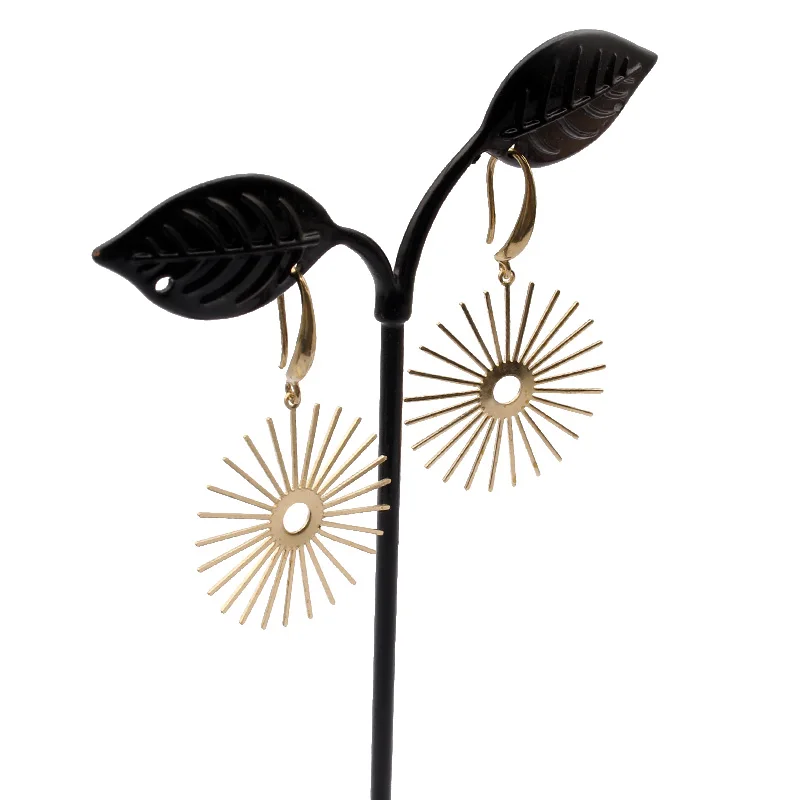 10pcs Raw Brass Sun Flower Charms Pendant For DIY Earrings Necklace Jewelrry Findings Making