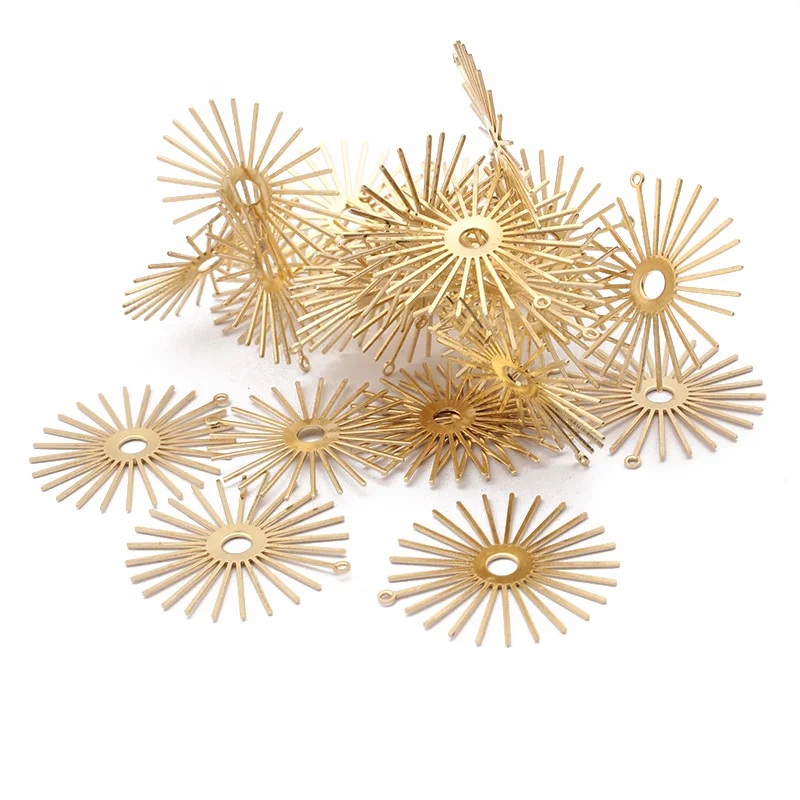 10pcs Raw Brass Sun Flower Charms Pendant For DIY Earrings Necklace Jewelrry Findings Making