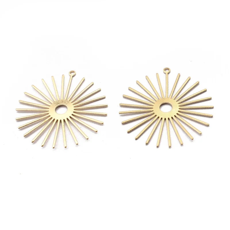 10pcs Raw Brass Sun Flower Charms Pendant For DIY Earrings Necklace Jewelrry Findings Making