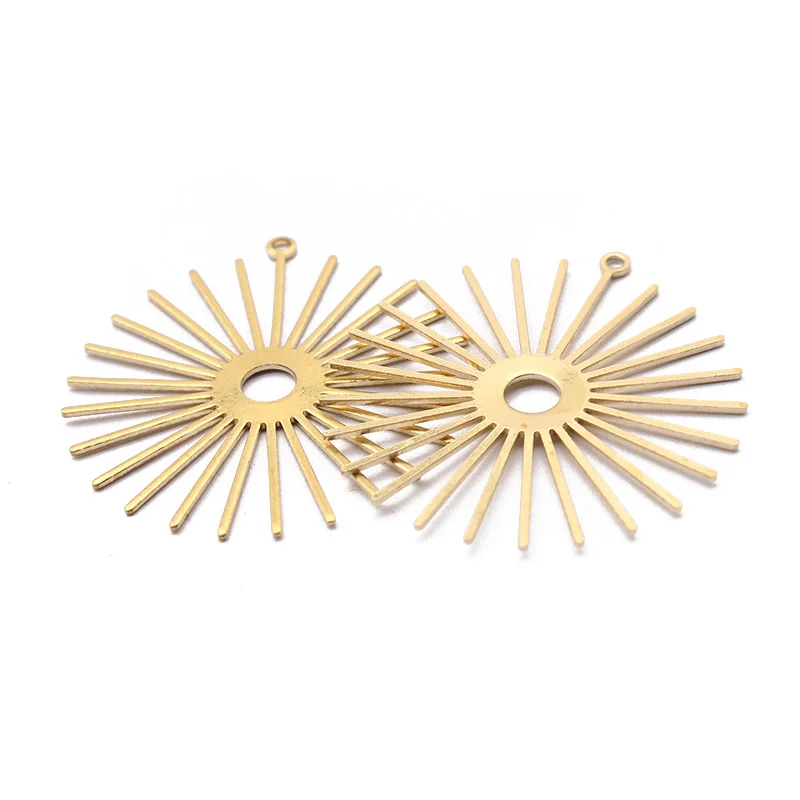10pcs Raw Brass Sun Flower Charms Pendant For DIY Earrings Necklace Jewelrry Findings Making