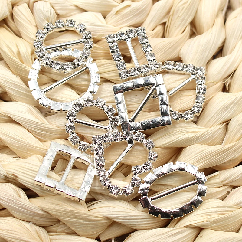 Hot Sale 10pcs/Set Variety of Rhinestone Buckle Gift Box Invitation Card Decoration Accessories Ribbon Bow Ribbon Slider Buckle