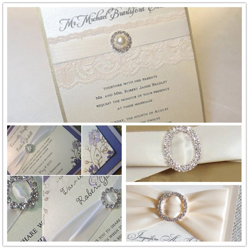 Hot Sale 10pcs/Set Variety of Rhinestone Buckle Gift Box Invitation Card Decoration Accessories Ribbon Bow Ribbon Slider Buckle