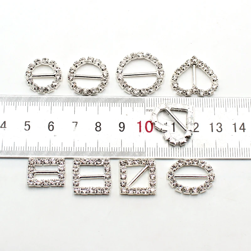 Hot Sale 10pcs/Set Variety of Rhinestone Buckle Gift Box Invitation Card Decoration Accessories Ribbon Bow Ribbon Slider Buckle