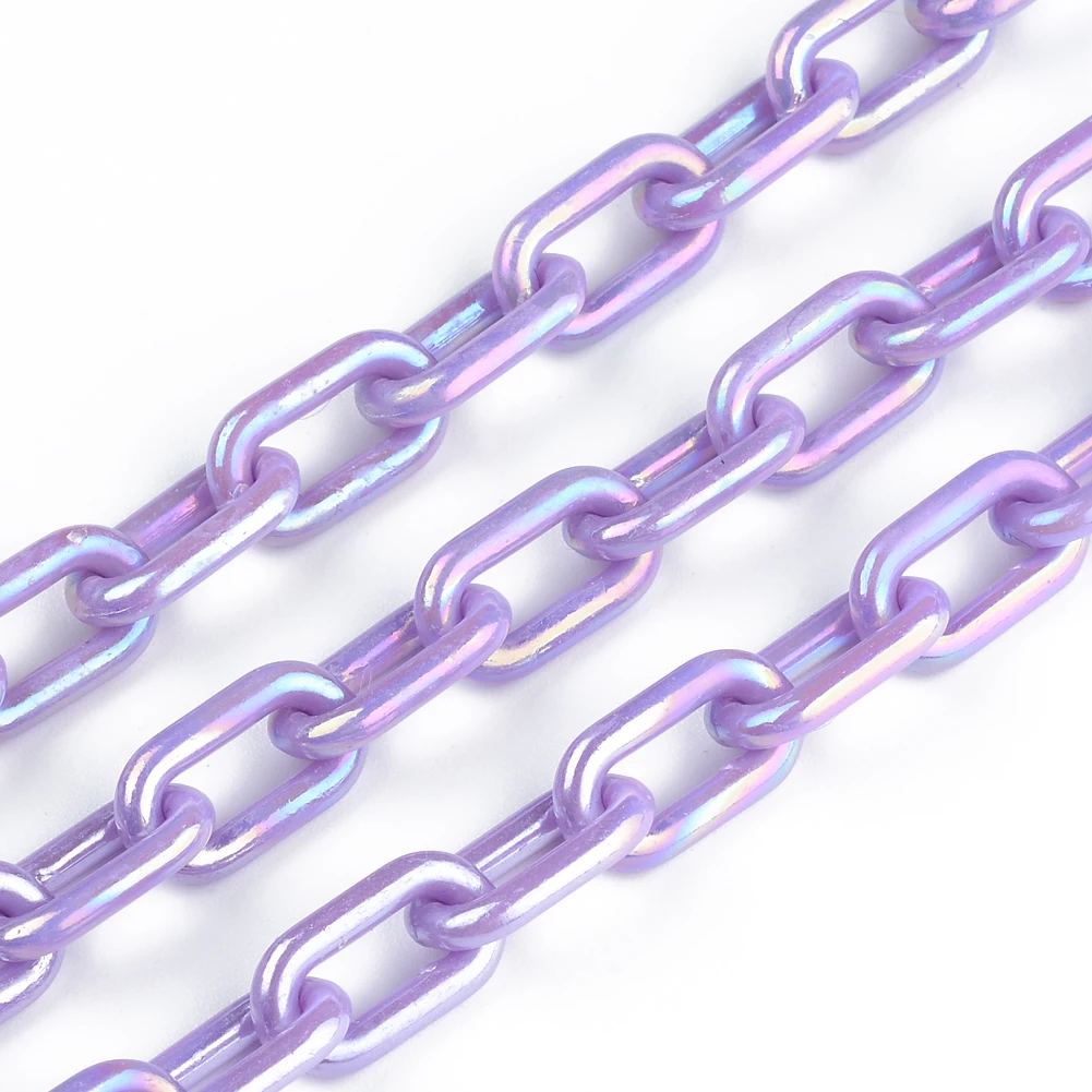 50CMX5PCS AB Colors Acrylic Link Chain Lobster Clasp Keychains For Necklace Bracelet Making Colorful Chain Plastic Chain Links
