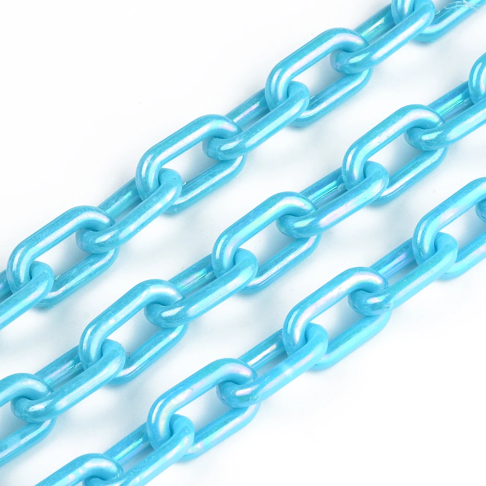 50CMX5PCS AB Colors Acrylic Link Chain Lobster Clasp Keychains For Necklace Bracelet Making Colorful Chain Plastic Chain Links