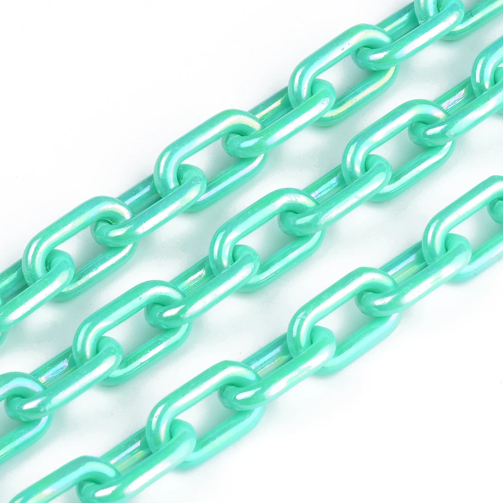 50CMX5PCS AB Colors Acrylic Link Chain Lobster Clasp Keychains For Necklace Bracelet Making Colorful Chain Plastic Chain Links