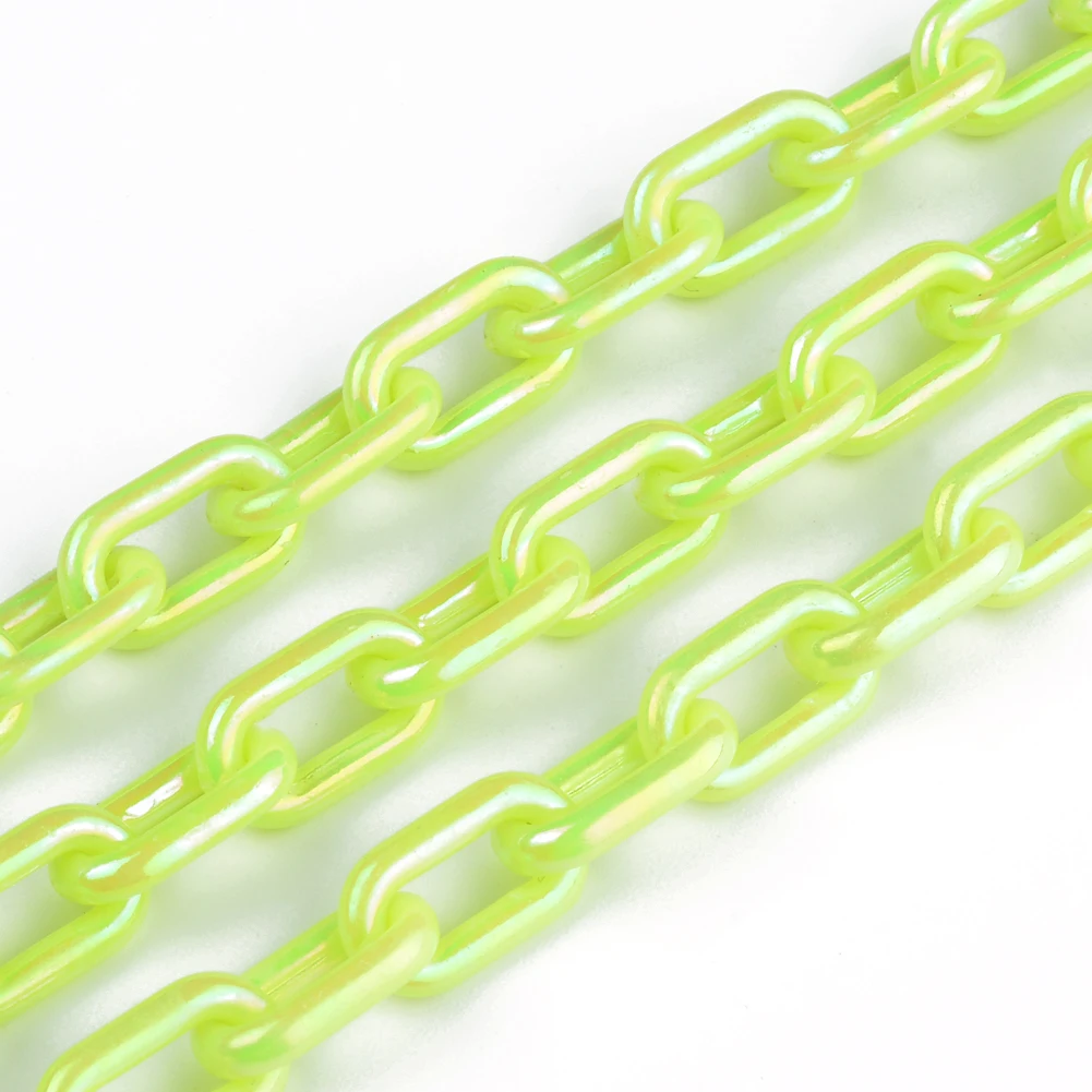 50CMX5PCS AB Colors Acrylic Link Chain Lobster Clasp Keychains For Necklace Bracelet Making Colorful Chain Plastic Chain Links