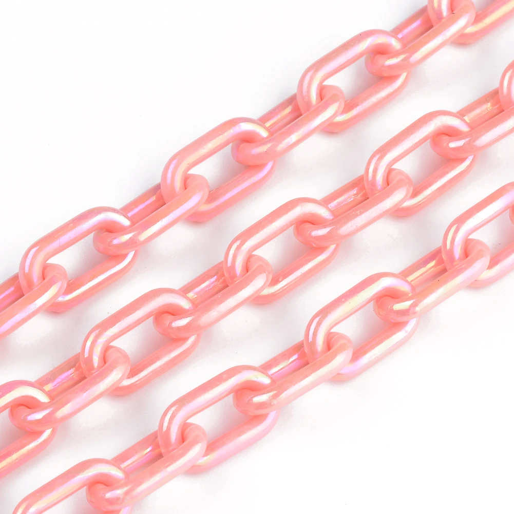 50CMX5PCS AB Colors Acrylic Link Chain Lobster Clasp Keychains For Necklace Bracelet Making Colorful Chain Plastic Chain Links