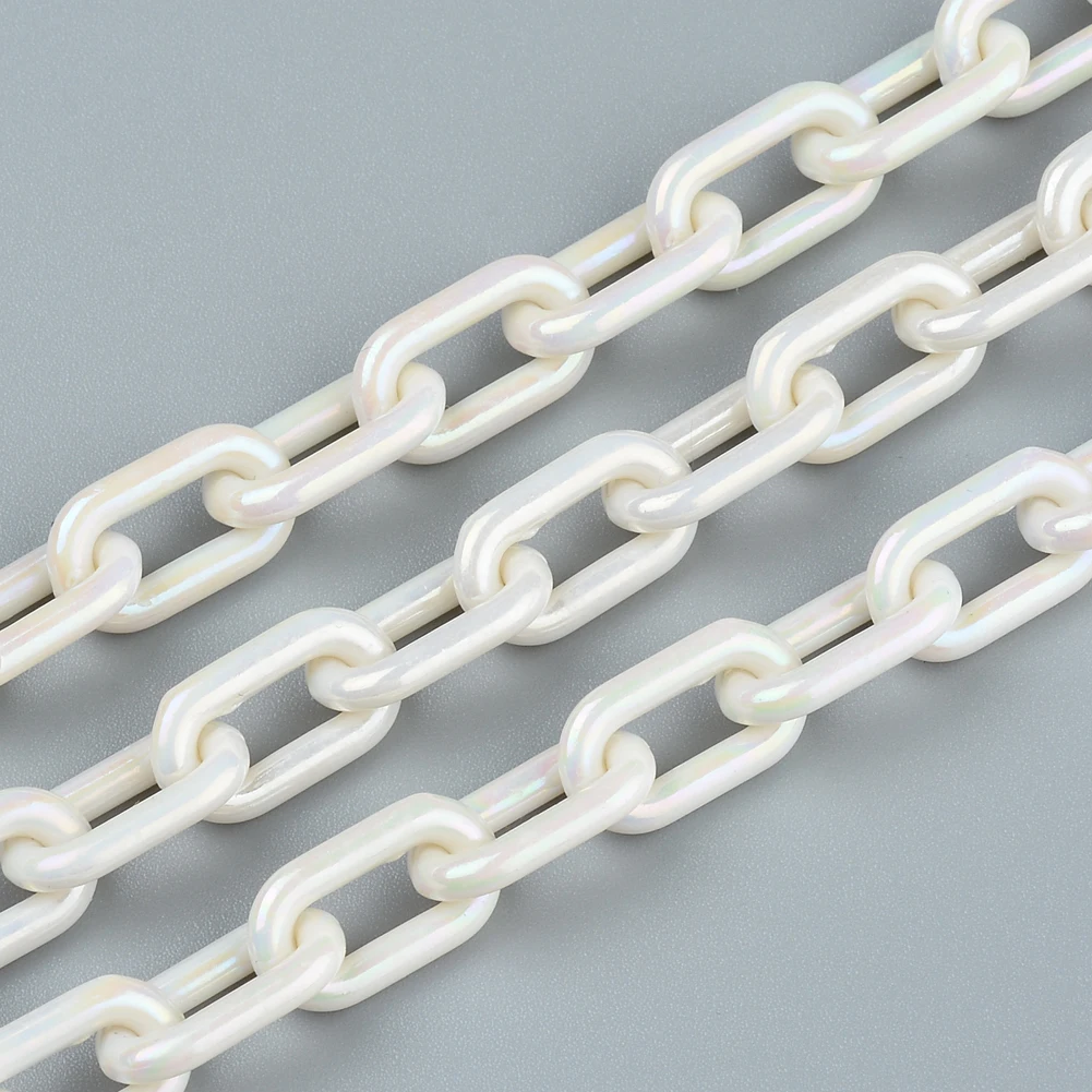 50CMX5PCS AB Colors Acrylic Link Chain Lobster Clasp Keychains For Necklace Bracelet Making Colorful Chain Plastic Chain Links