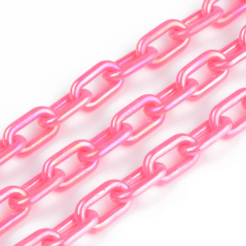 50CMX5PCS AB Colors Acrylic Link Chain Lobster Clasp Keychains For Necklace Bracelet Making Colorful Chain Plastic Chain Links