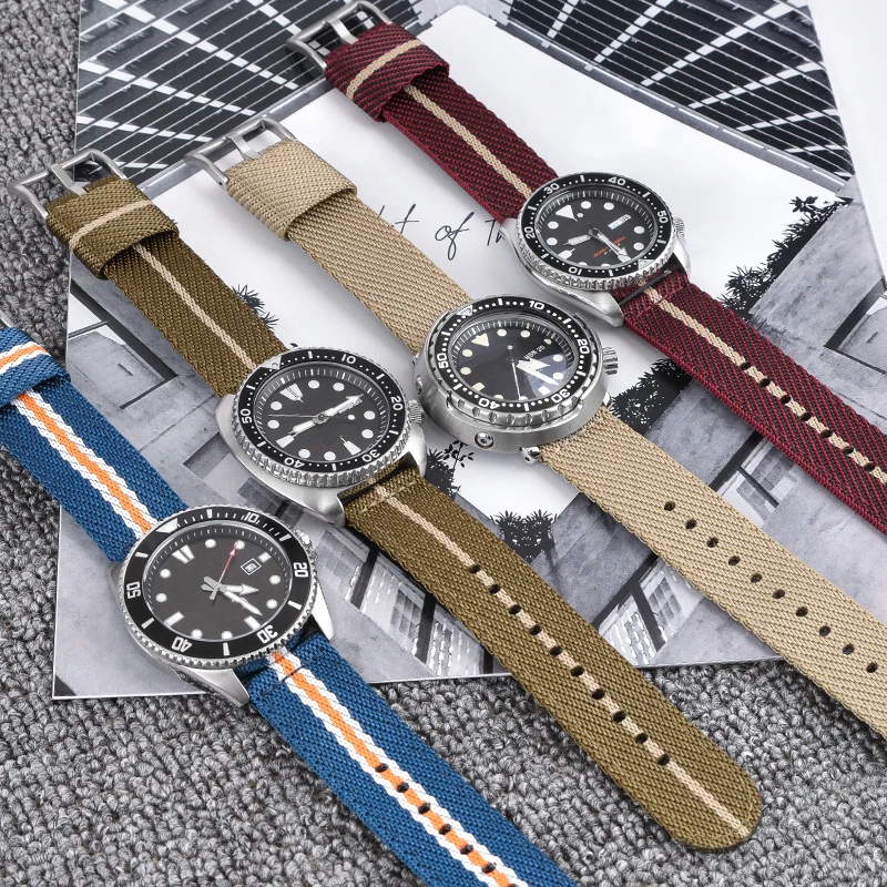 Woven Nylon Strap 18mm 20mm 22mm 24mm Stainless Steel Buckle Quick Release Men Replacement Bracelet Wrist Band Watch Accessories