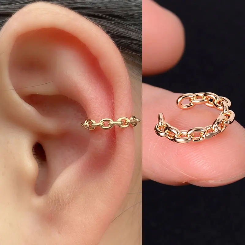 Fashion Ear Cuff Clip Earring Without Piercing Gold Silver Color Star Heart Chain Geometry Cartilage Earcuff Women Party Jewelry