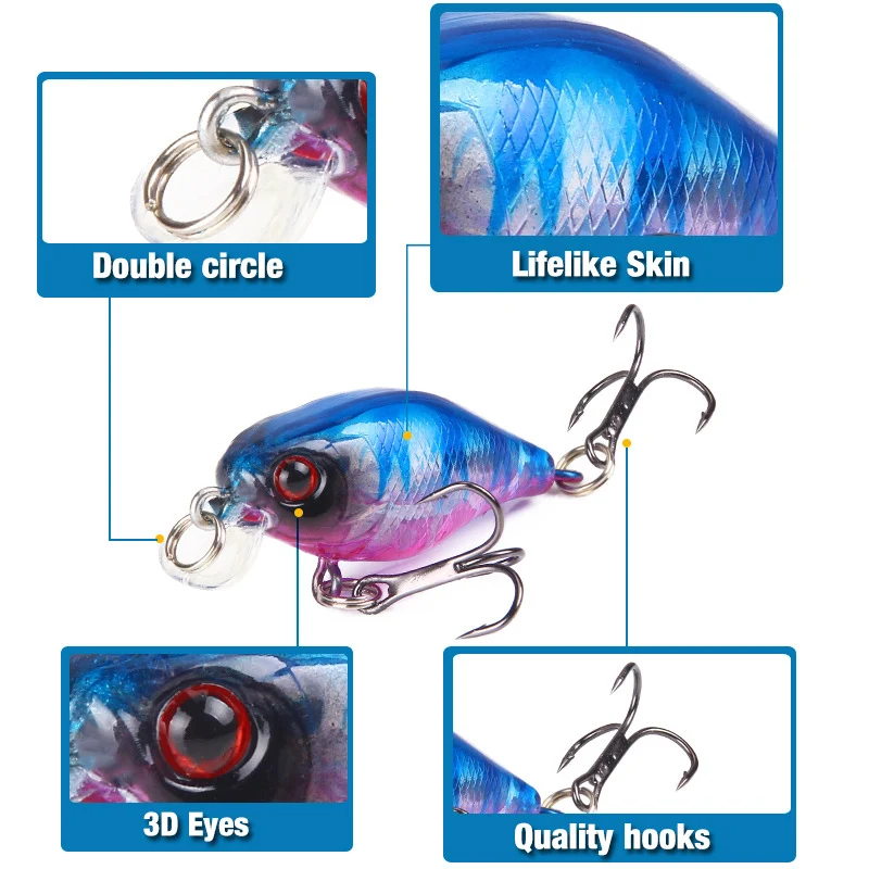 1 PCS Minnow Fishing Lure About 45mm 4.2g Crankbait Hard Bait Topwater Artificial Wobbler Bass Japan Fly Fishing Accessories