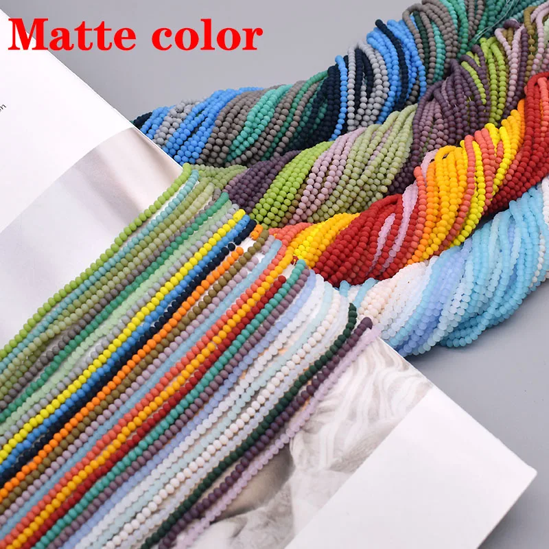 2x3mm 155pcs/Lot Rondell Austria Faceted Crystal Beaded Matte Color Round Glass Beads Loose Spacer Beads for Jewelry Making DIY