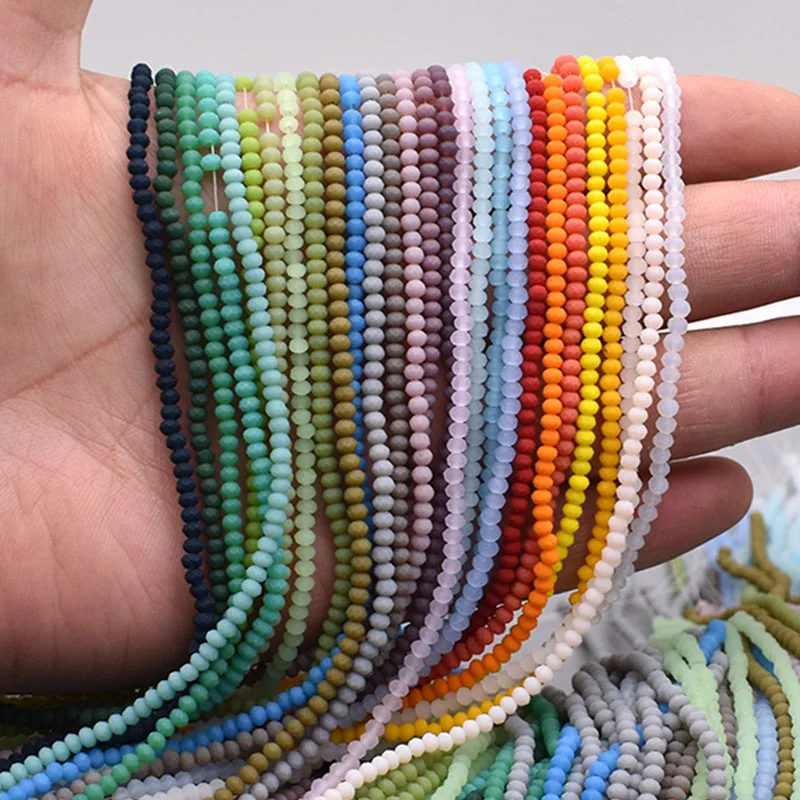 2x3mm 155pcs/Lot Rondell Austria Faceted Crystal Beaded Matte Color Round Glass Beads Loose Spacer Beads for Jewelry Making DIY