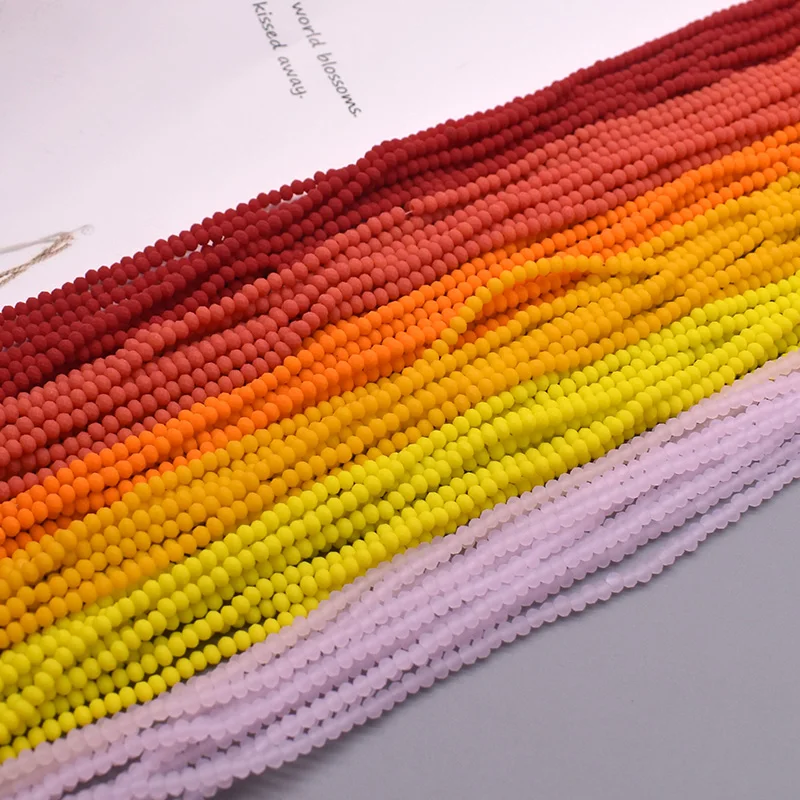 2x3mm 155pcs/Lot Rondell Austria Faceted Crystal Beaded Matte Color Round Glass Beads Loose Spacer Beads for Jewelry Making DIY