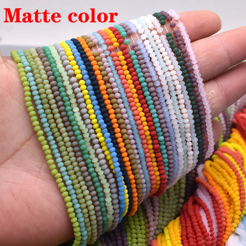 2x3mm 155pcs/Lot Rondell Austria Faceted Crystal Beaded Matte Color Round Glass Beads Loose Spacer Beads for Jewelry Making DIY
