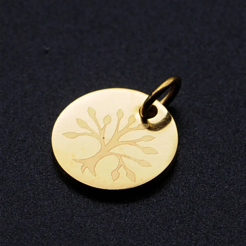 10pcs/Lot Stainless Steel Gold Color Tree of Life DIY Charms Wholesale Heart Connectors Pendant Necklace Making