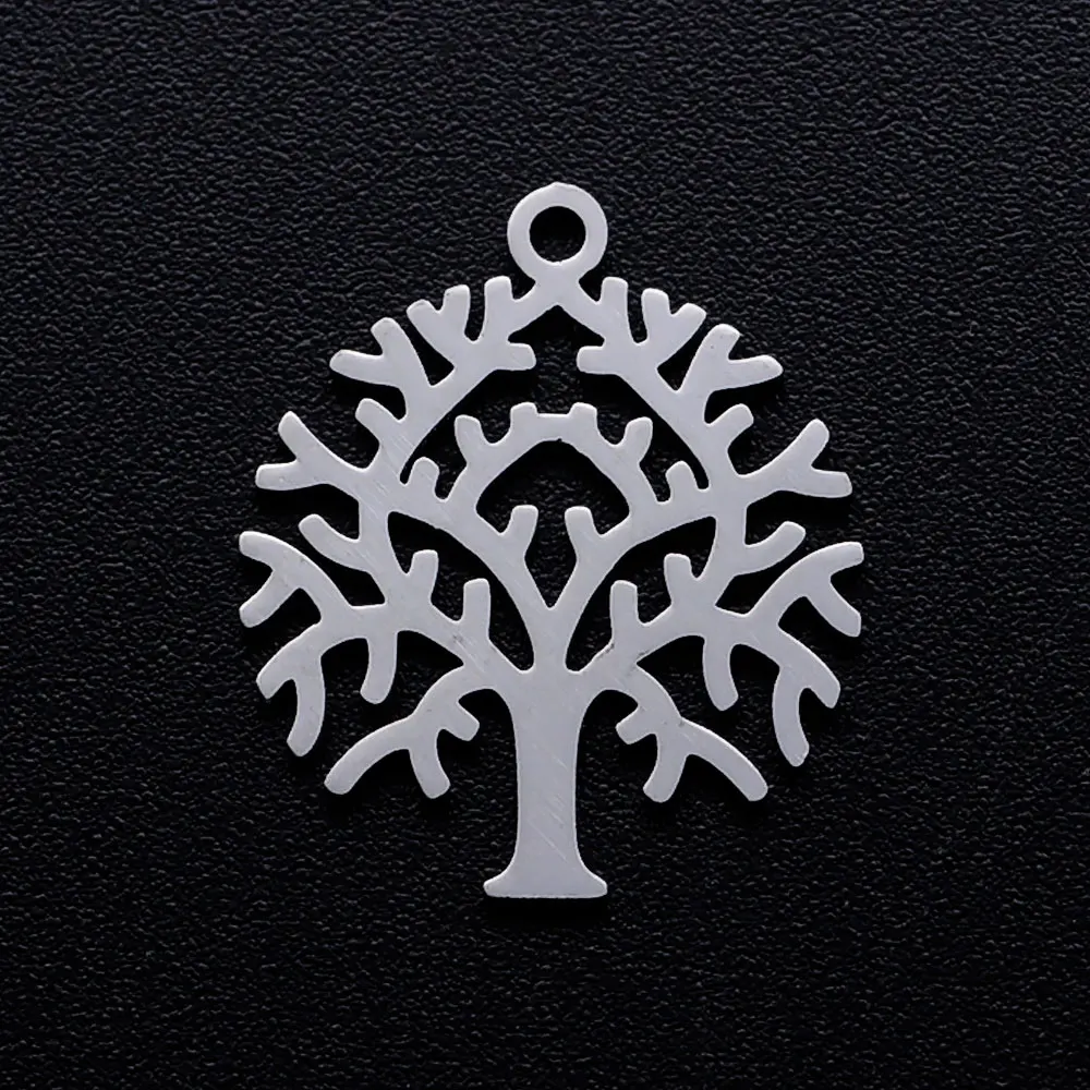 10pcs/Lot Stainless Steel Gold Color Tree of Life DIY Charms Wholesale Heart Connectors Pendant Necklace Making