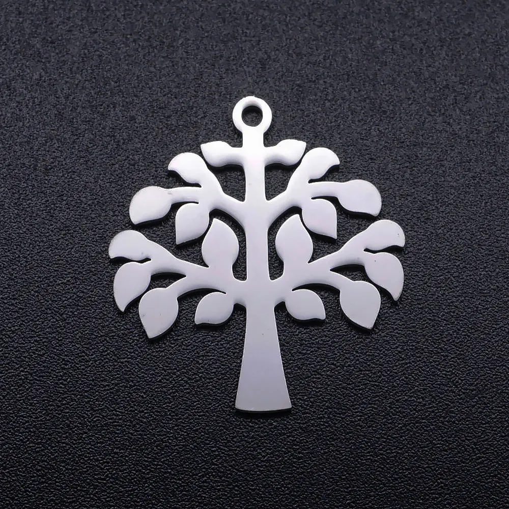 10pcs/Lot Stainless Steel Gold Color Tree of Life DIY Charms Wholesale Heart Connectors Pendant Necklace Making