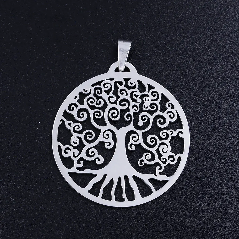 10pcs/Lot Stainless Steel Gold Color Tree of Life DIY Charms Wholesale Heart Connectors Pendant Necklace Making