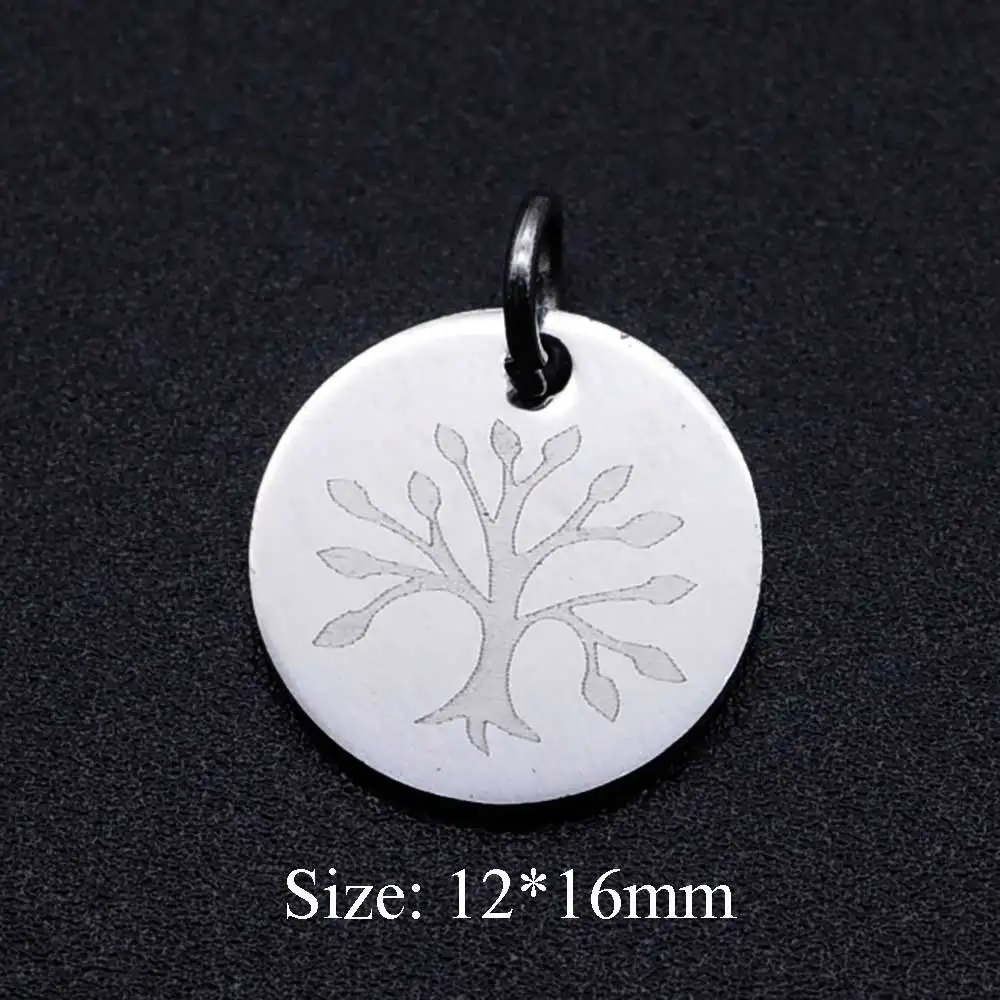 10pcs/Lot Stainless Steel Gold Color Tree of Life DIY Charms Wholesale Heart Connectors Pendant Necklace Making