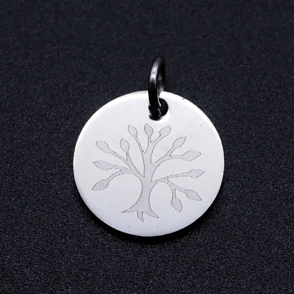 10pcs/Lot Stainless Steel Gold Color Tree of Life DIY Charms Wholesale Heart Connectors Pendant Necklace Making