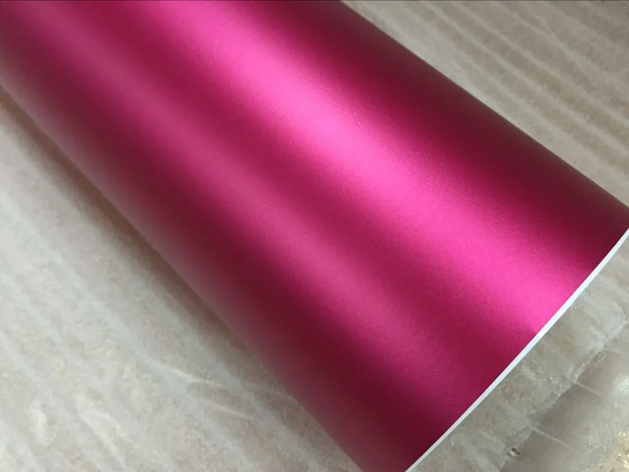 Satin Rose Red Matt Metallic Vinyl Film Chrome Metallic Car Wrap Foil With Air Release Sticker Film Motorcycle Wrapping Decal