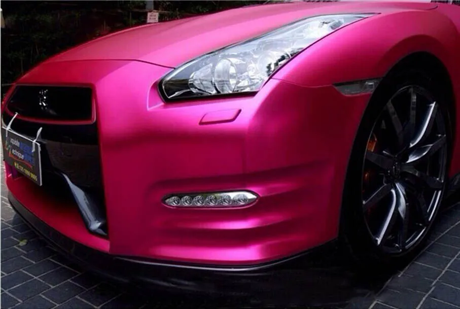 Satin Rose Red Matt Metallic Vinyl Film Chrome Metallic Car Wrap Foil With Air Release Sticker Film Motorcycle Wrapping Decal