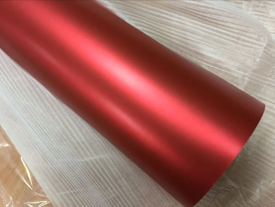 Satin Rose Red Matt Metallic Vinyl Film Chrome Metallic Car Wrap Foil With Air Release Sticker Film Motorcycle Wrapping Decal