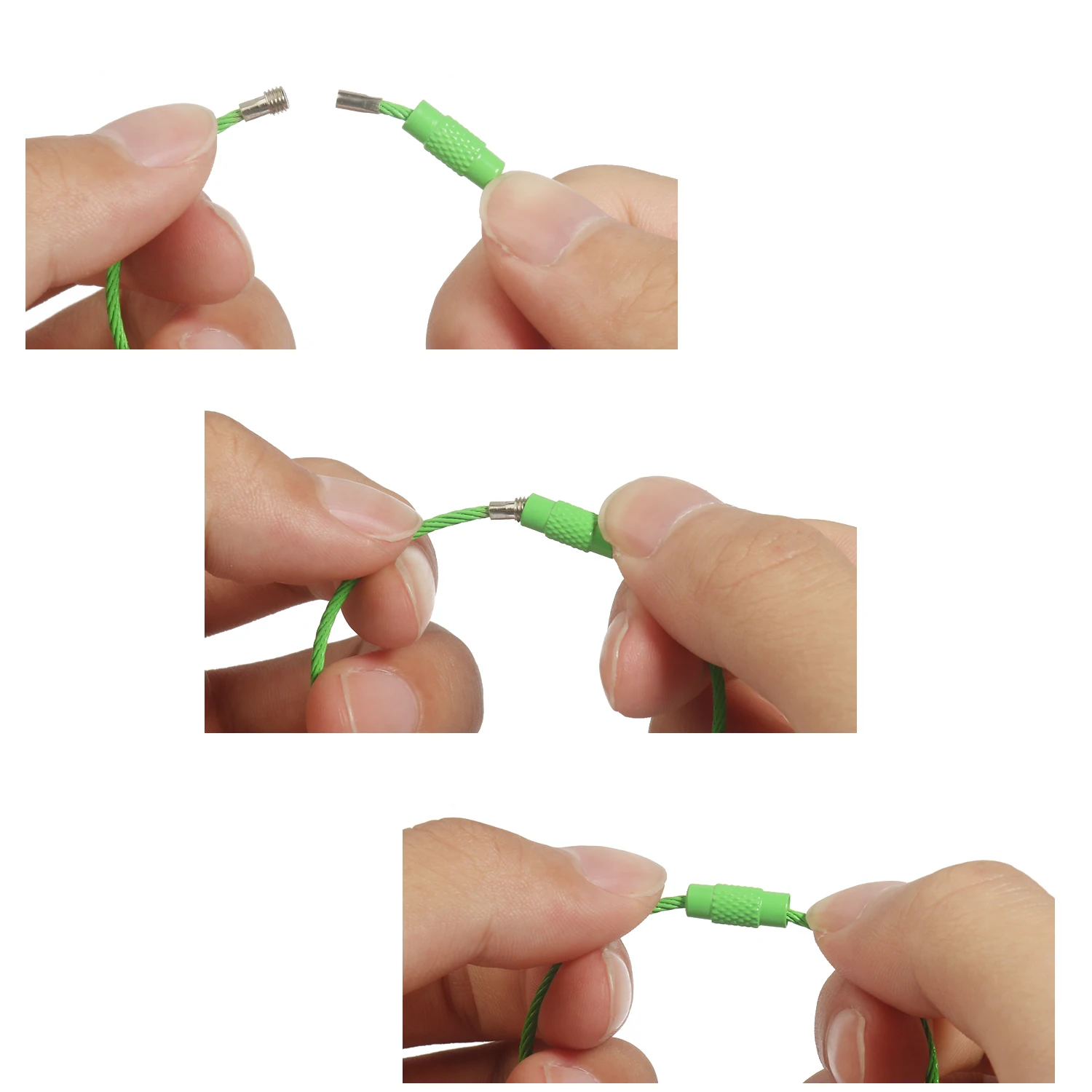 10pcs Colorful Stainless Steel Wire Keychain Cable Key Ring Loop Connector for Hanging Luggage Tags ID Tags Outdoor Hiking
