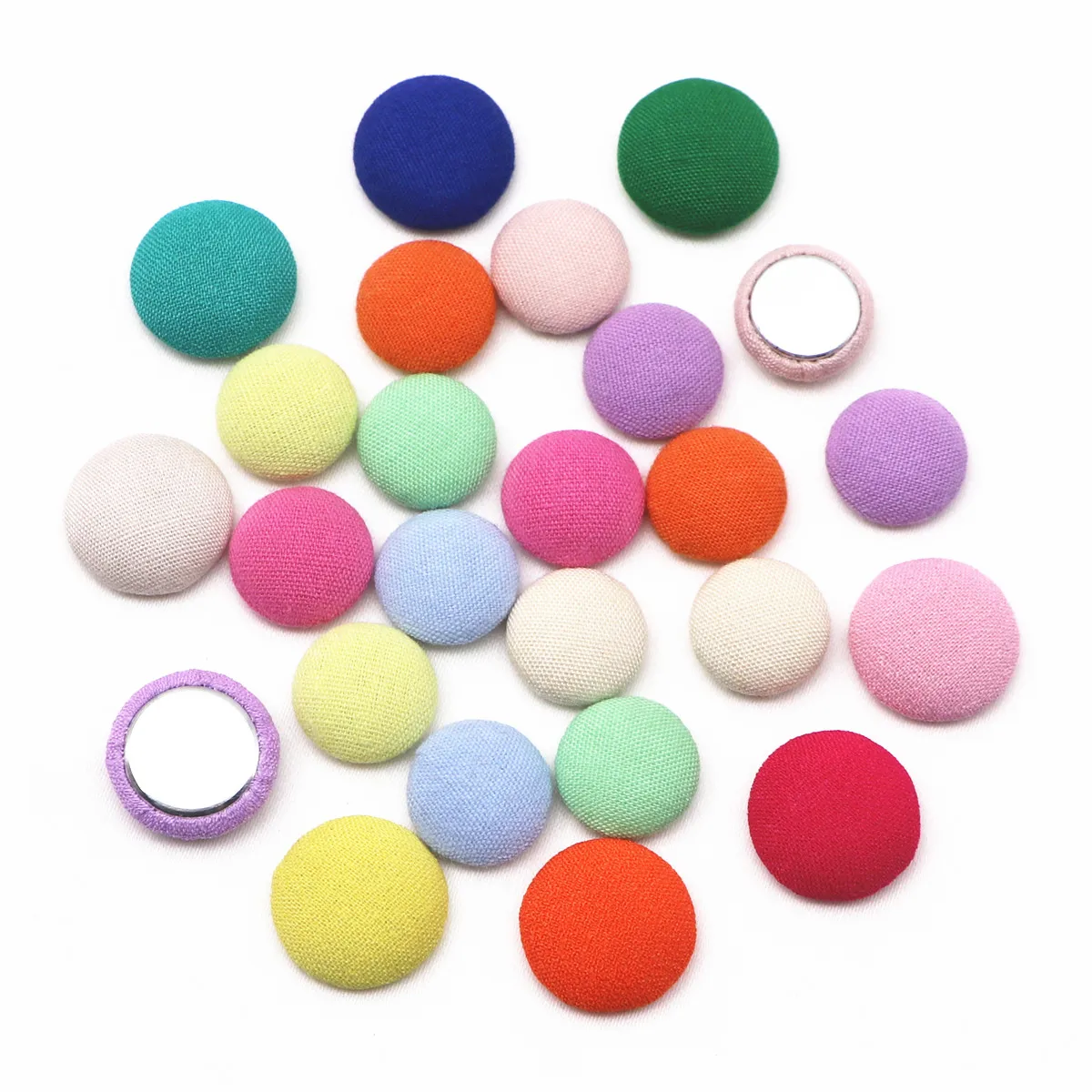 50pcs 12mm/15mm Mix Colors Fabric Covered Round Buttons Home Garden Flatback Cabochon Crafts Scrapbooking DIY