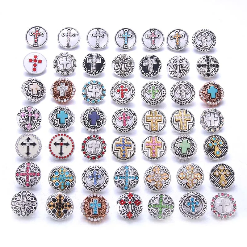 Color Crystal 18MM Snap Button Jewelry Women Fashion DIY Snap Button Bangle Necklace 5Pcs Mixed Accessories Gift Wholesale
