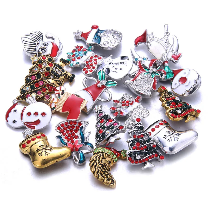 Color Crystal 18MM Snap Button Jewelry Women Fashion DIY Snap Button Bangle Necklace 5Pcs Mixed Accessories Gift Wholesale