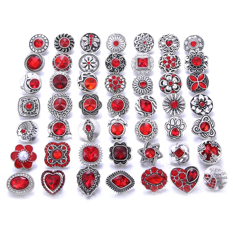 Color Crystal 18MM Snap Button Jewelry Women Fashion DIY Snap Button Bangle Necklace 5Pcs Mixed Accessories Gift Wholesale