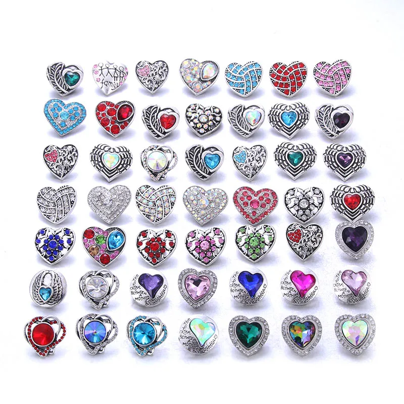 Color Crystal 18MM Snap Button Jewelry Women Fashion DIY Snap Button Bangle Necklace 5Pcs Mixed Accessories Gift Wholesale