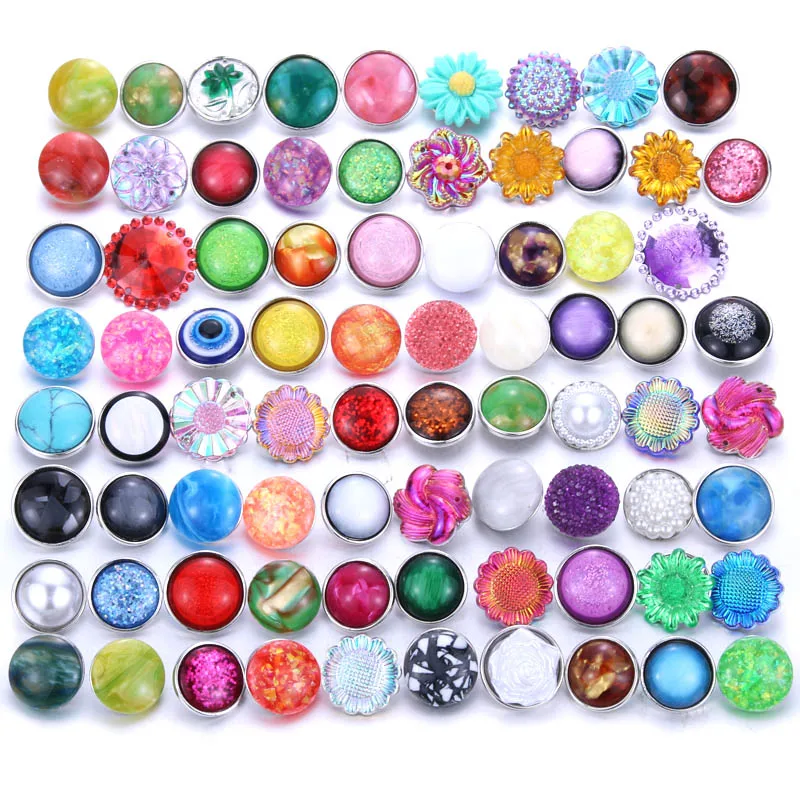Color Crystal 18MM Snap Button Jewelry Women Fashion DIY Snap Button Bangle Necklace 5Pcs Mixed Accessories Gift Wholesale
